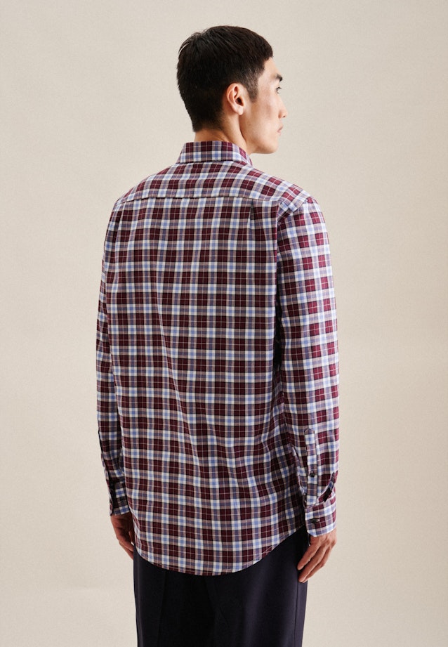 Flannel shirt in Regular with Button-Down-Collar in Red | Seidensticker Onlineshop