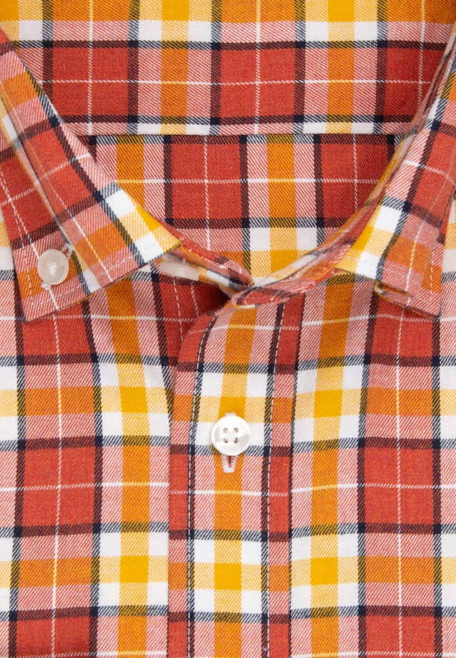 Regular Flanellhemd Karo in Orange |  Seidensticker Onlineshop