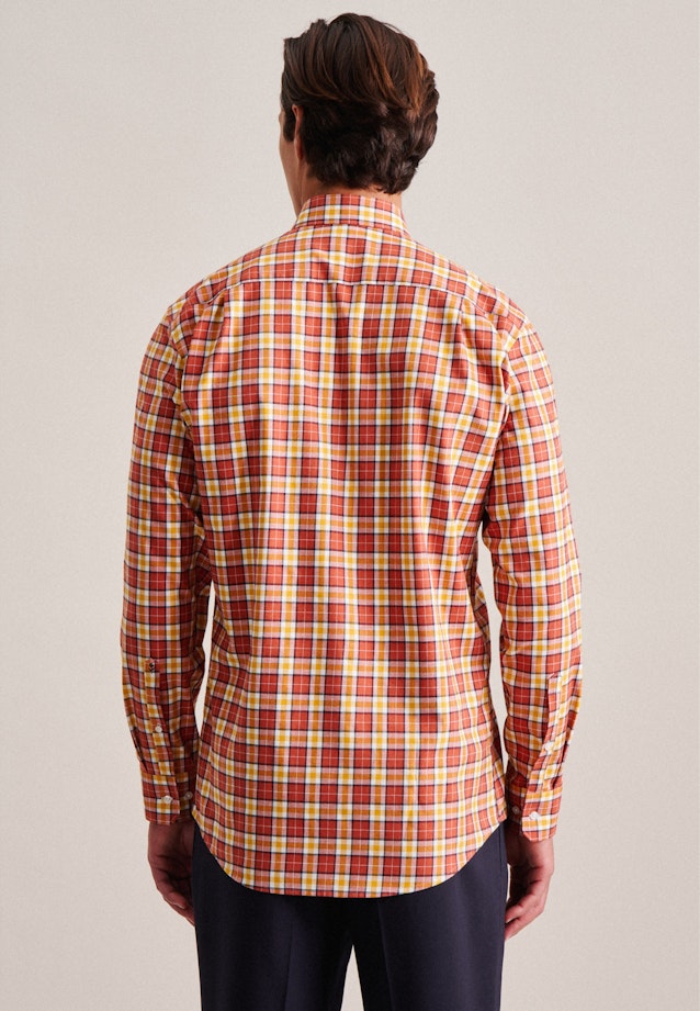 Flannel shirt in Regular with Button-Down-Collar in Orange | Seidensticker Onlineshop