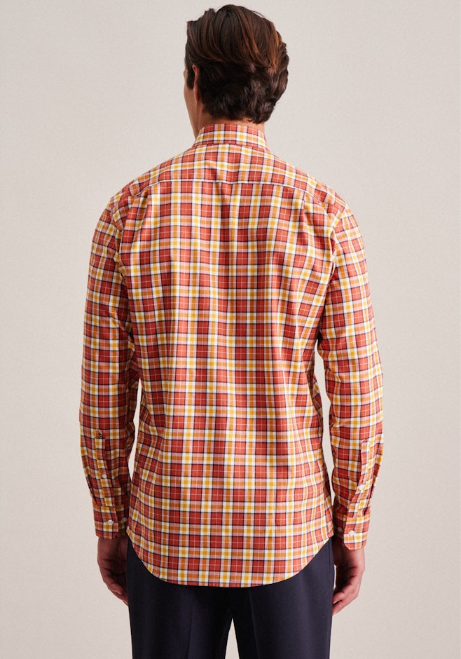 Regular Flanellhemd Karo in Orange | Seidensticker Onlineshop