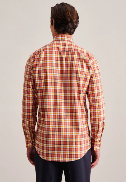 Regular Chemise en flanelle carreaux in Orange |  Seidensticker Onlineshop