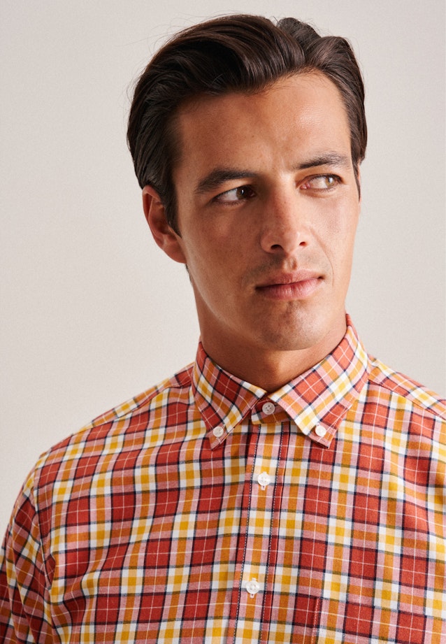 Regular Flanellhemd Karo in Orange |  Seidensticker Onlineshop
