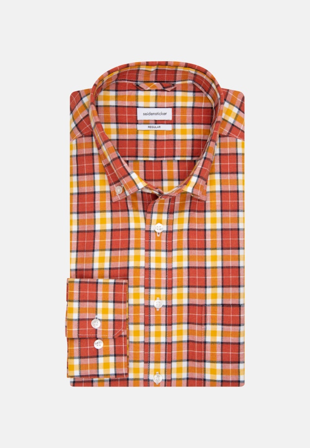 Flanellen hemd in Regular with Button-Down-Kraag in Oranje |  Seidensticker Onlineshop