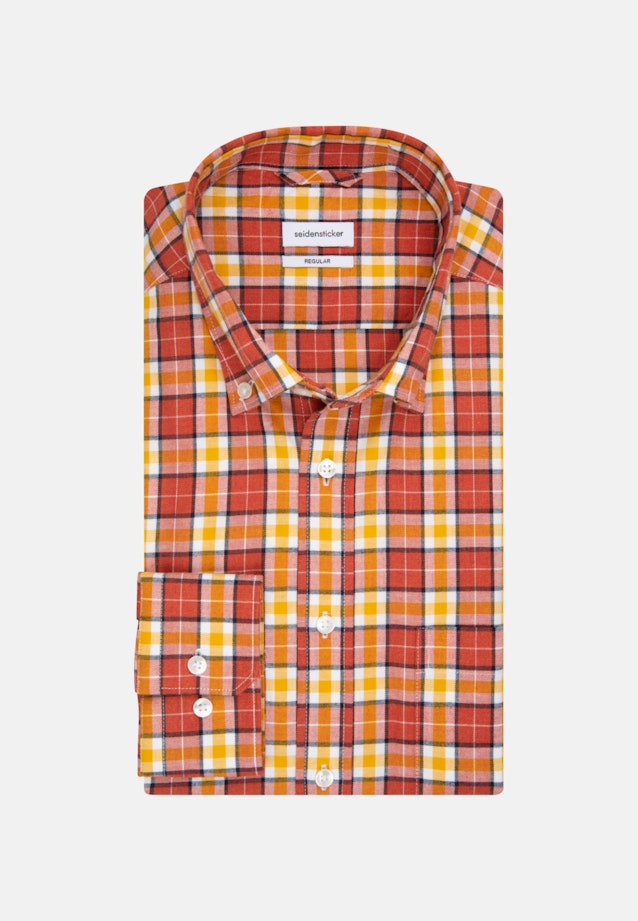 Regular Flanellhemd Karo in Orange |  Seidensticker Onlineshop