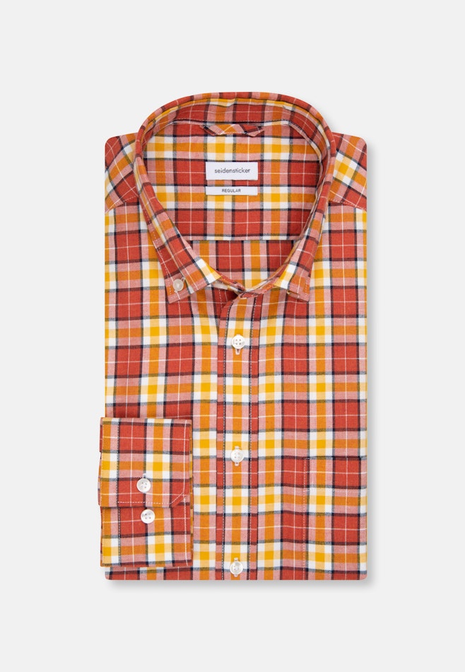 Regular Flanellhemd Karo in Orange | Seidensticker Onlineshop