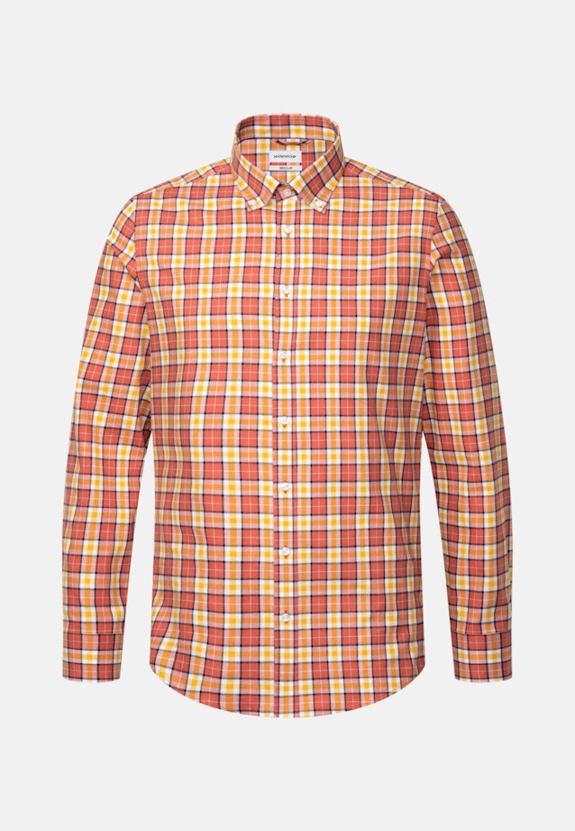 Regular Flanellhemd Karo in Orange |  Seidensticker Onlineshop