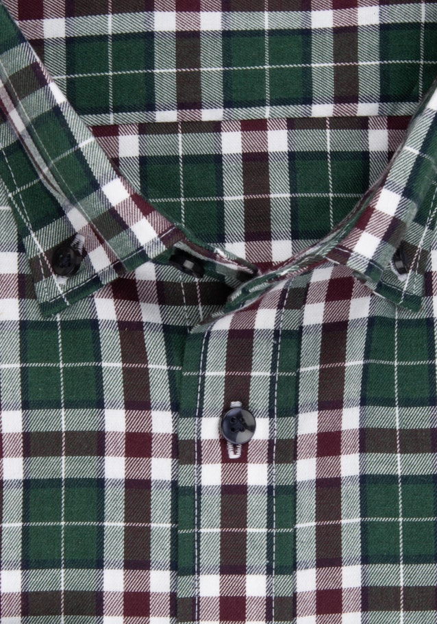 Flannel shirt in Regular with Button-Down-Collar in Green |  Seidensticker Onlineshop