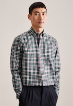 Twill Flanellhemd in Regular mit Button-Down-Kragen in Grün |  Seidensticker Onlineshop