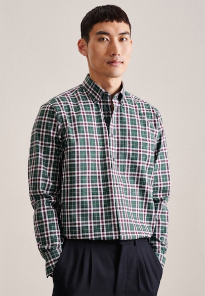Regular Chemise en flanelle carreaux in Vert |  Seidensticker Onlineshop