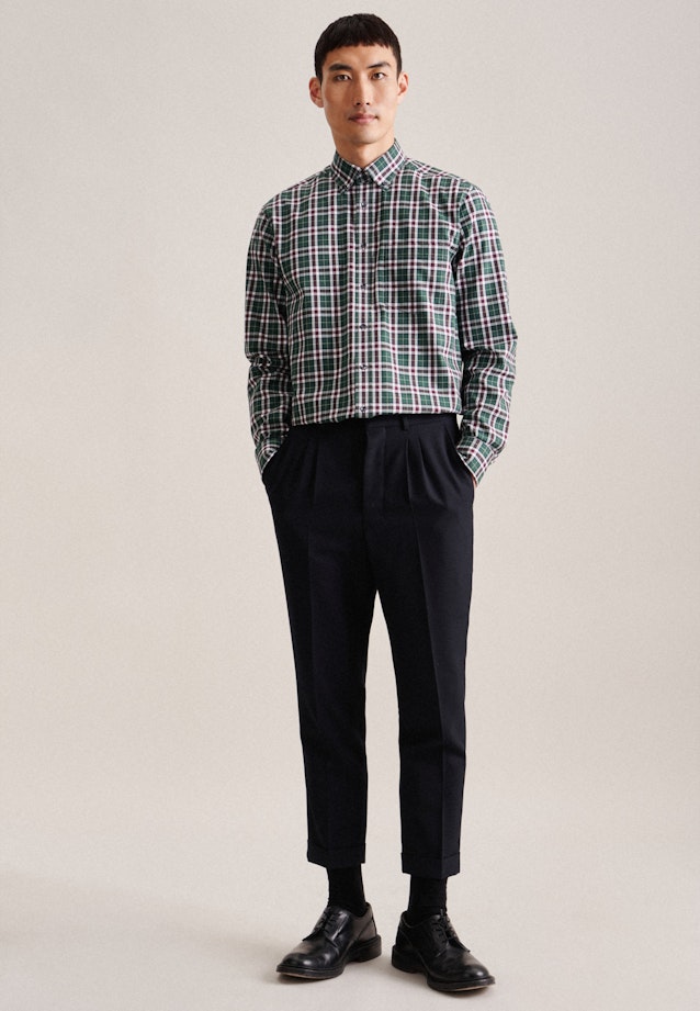 Regular Flanellhemd Karo in Grün |  Seidensticker Onlineshop