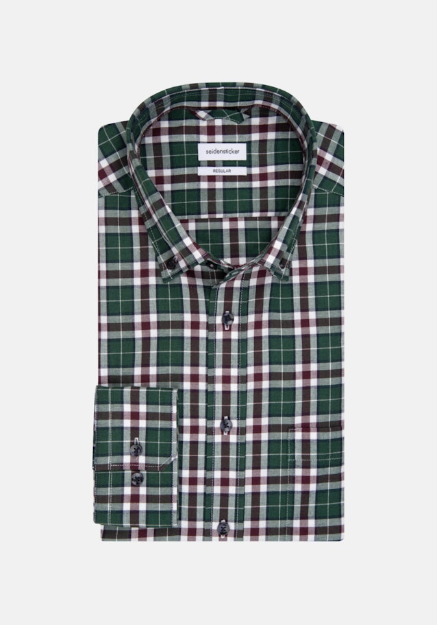 Twill Flanellhemd in Regular mit Button-Down-Kragen in Grün |  Seidensticker Onlineshop