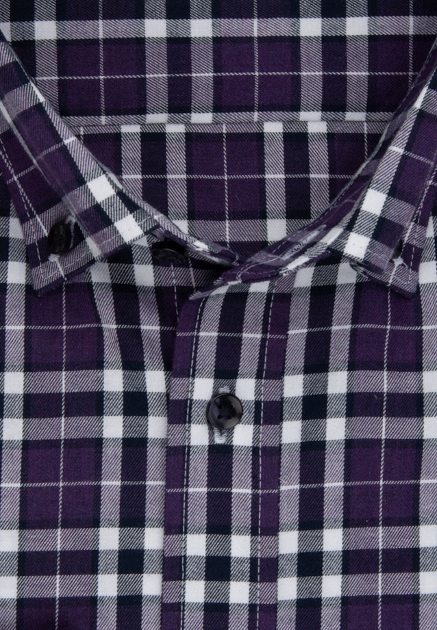 Flanellen hemd in Regular with Button-Down-Kraag in Paars |  Seidensticker Onlineshop