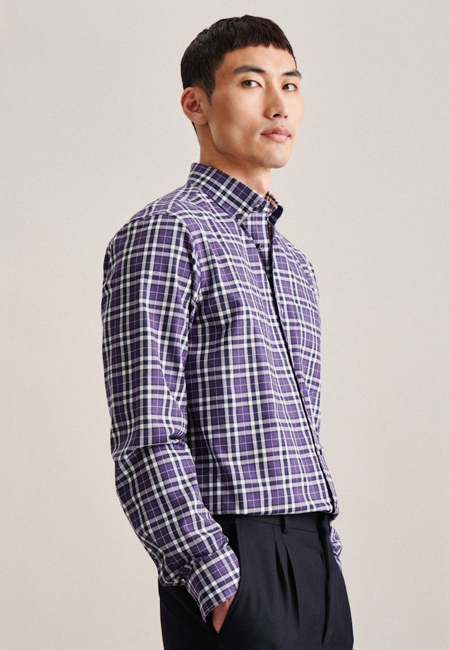 Regular Flanellhemd Karo in Lila |  Seidensticker Onlineshop