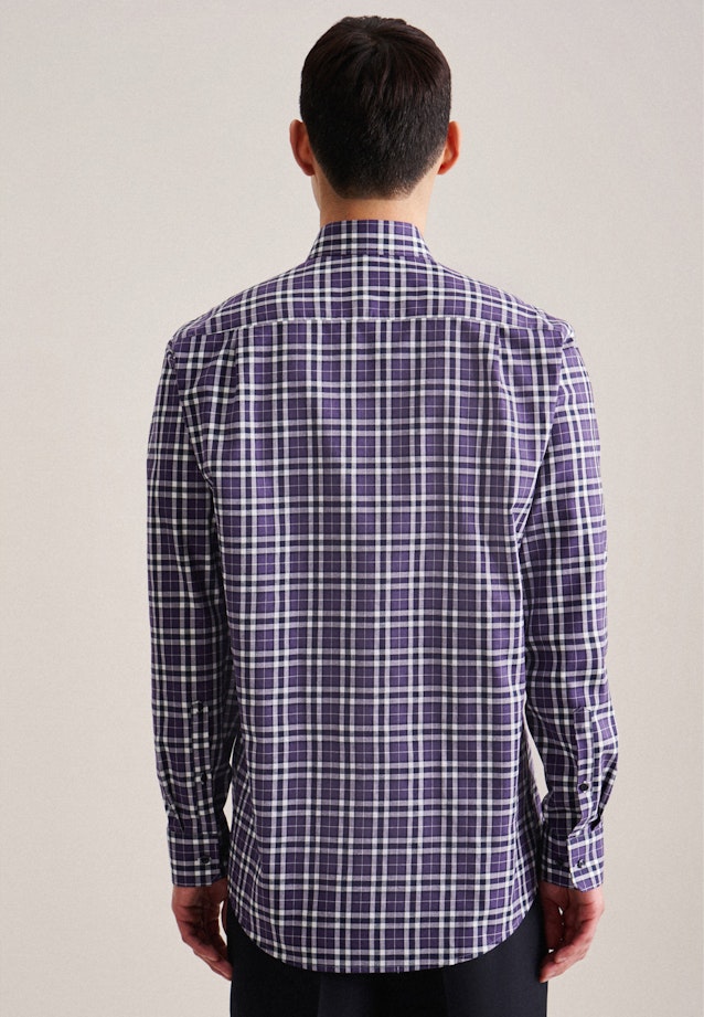 Flannel shirt in Regular with Button-Down-Collar in Purple | Seidensticker Onlineshop