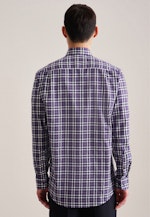 Flanellen hemd in Regular with Button-Down-Kraag in Paars |  Seidensticker Onlineshop