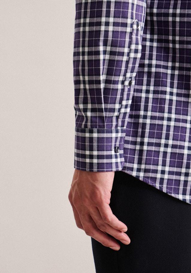 Flannel shirt in Regular with Button-Down-Collar in Purple |  Seidensticker Onlineshop