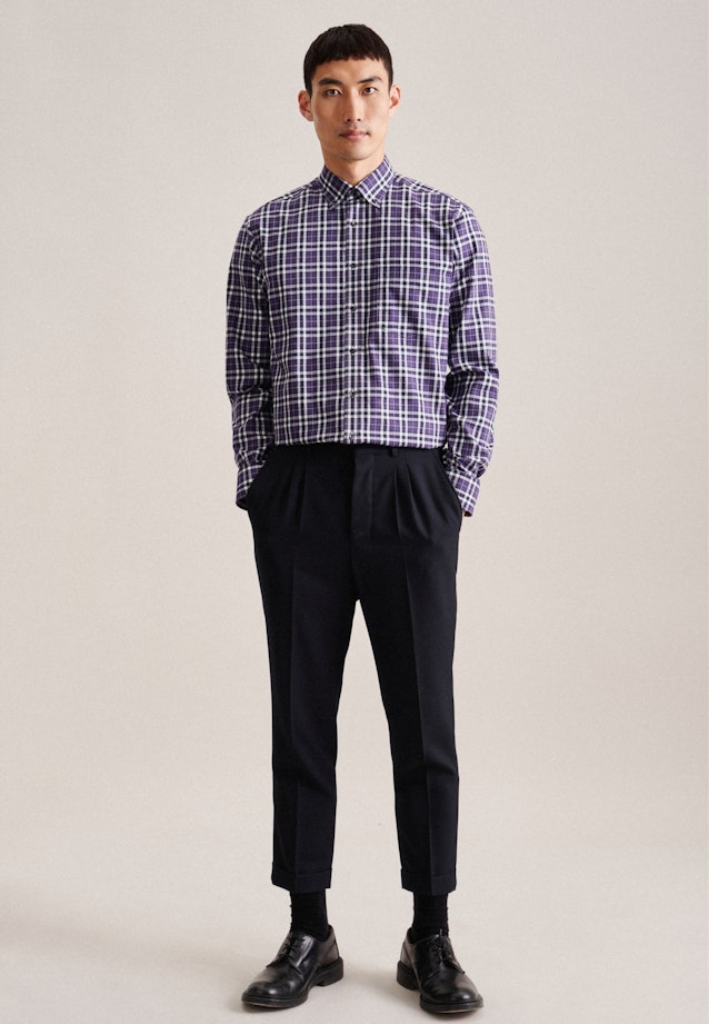 Flannel shirt in Regular with Button-Down-Collar in Purple |  Seidensticker Onlineshop