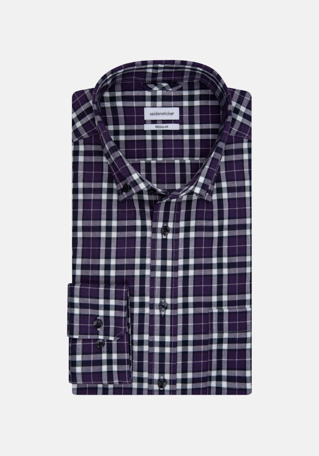Regular Flanellhemd Karo in Lila | Seidensticker Onlineshop