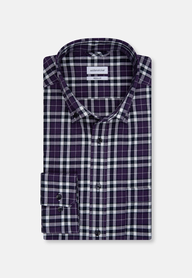 Regular Flanellhemd Karo in Lila |  Seidensticker Onlineshop