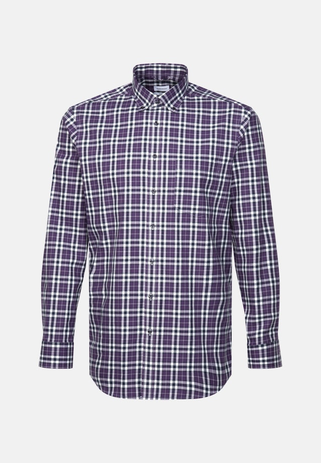 Regular Flanellhemd Karo in Lila |  Seidensticker Onlineshop