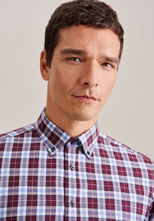 Flannel shirt in Shaped with Button-Down-Collar in Red |  Seidensticker Onlineshop