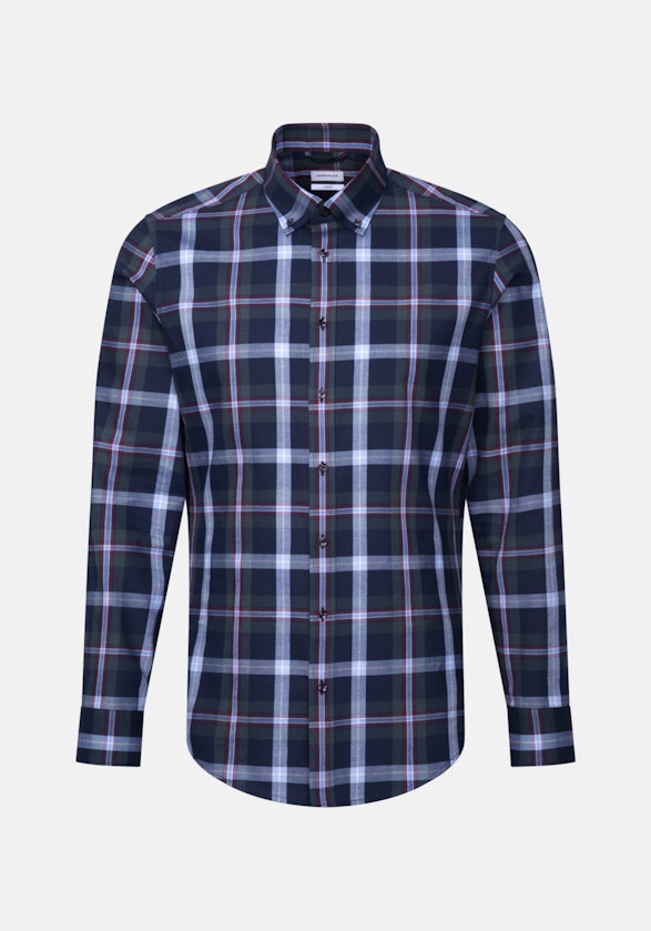 Flannel shirt in X-Slim with Button-Down-Collar in Green |  Seidensticker Onlineshop