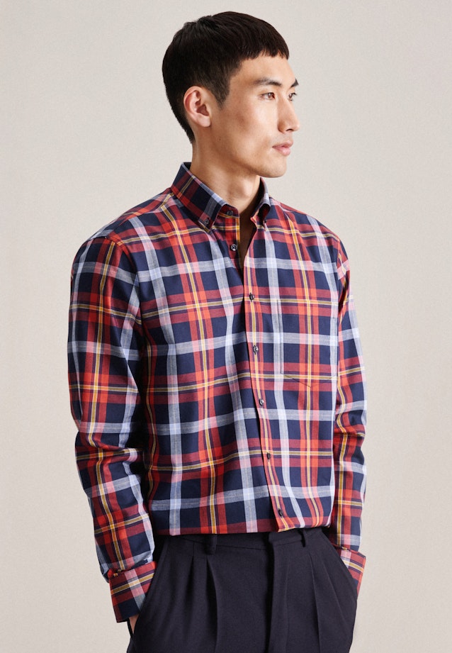 Regular Flanellhemd Karo in Orange |  Seidensticker Onlineshop