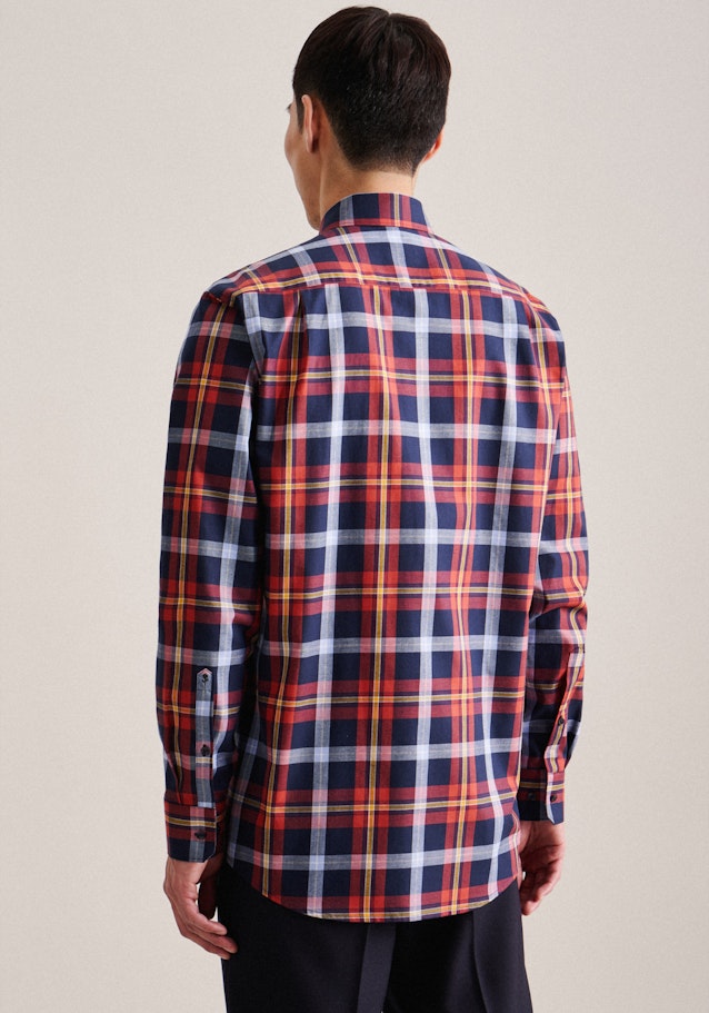 Regular Flanellhemd Karo in Orange | Seidensticker Onlineshop