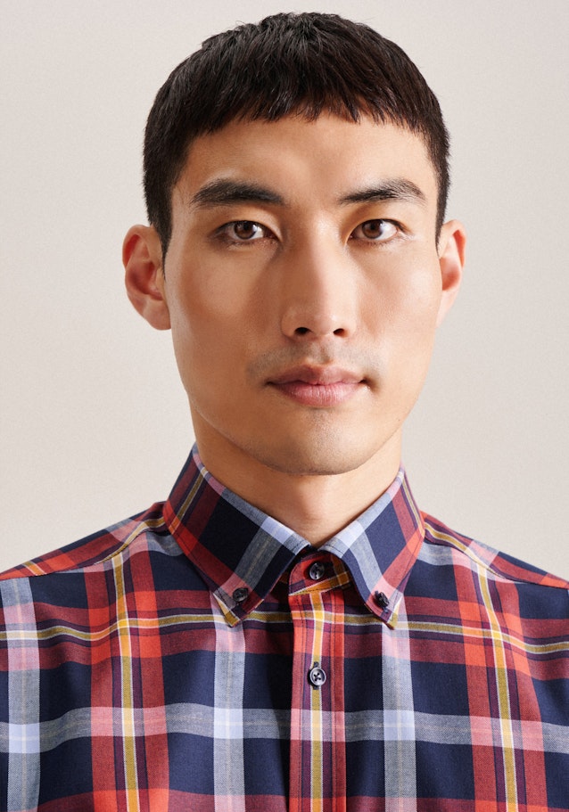 Regular Flanellhemd Karo in Orange | Seidensticker Onlineshop
