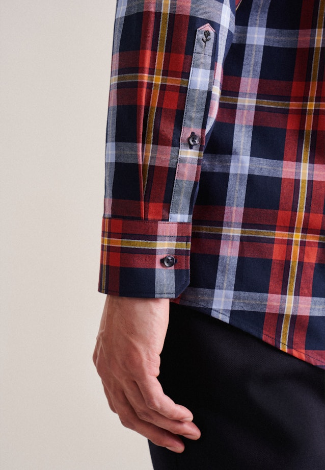 Regular Flanellhemd Karo in Orange |  Seidensticker Onlineshop