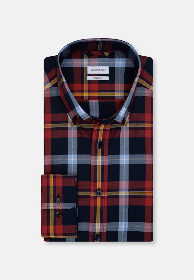 Regular Flanellhemd Karo in Orange |  Seidensticker Onlineshop