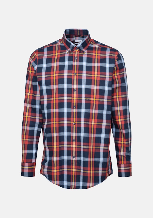 Flannel shirt in Regular with Button-Down-Collar in Orange |  Seidensticker Onlineshop