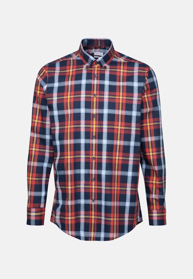 Regular Flanellhemd Karo in Orange |  Seidensticker Onlineshop