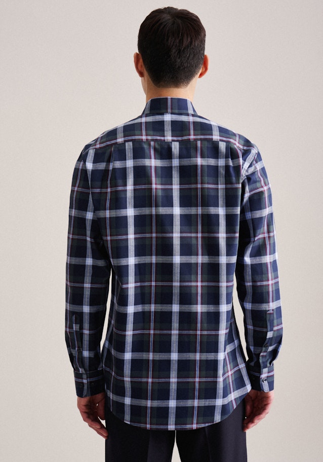 Flanellen hemd in Regular with Button-Down-Kraag in Groen | Seidensticker Onlineshop