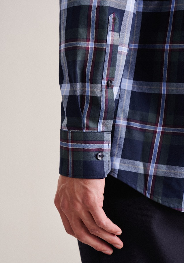 Twill Flanellhemd in Regular mit Button-Down-Kragen in Grün |  Seidensticker Onlineshop