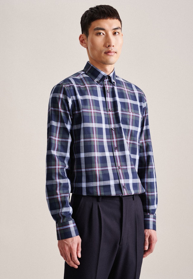 Regular Chemise en flanelle carreaux in Vert |  Seidensticker Onlineshop