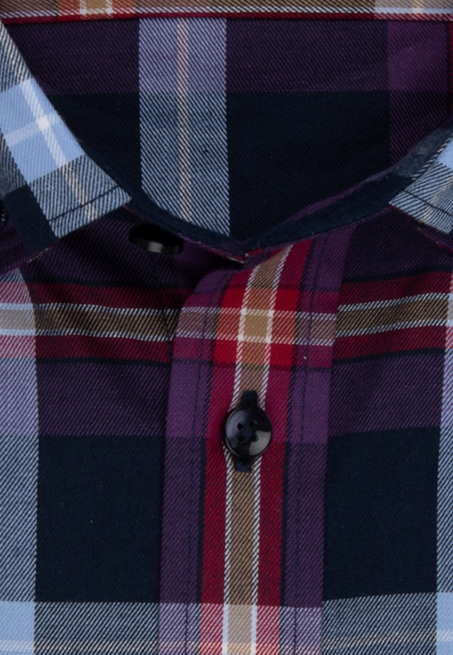 Flanellen hemd in Regular with Button-Down-Kraag in Paars |  Seidensticker Onlineshop