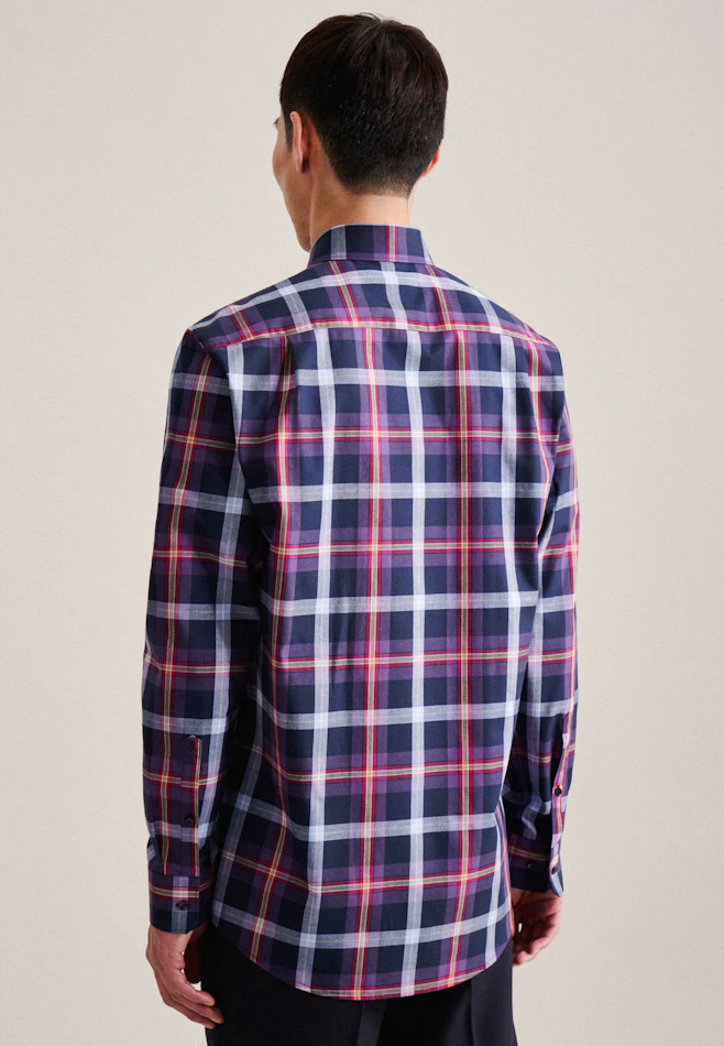 Regular Flanellhemd Karo in Lila | Seidensticker Onlineshop