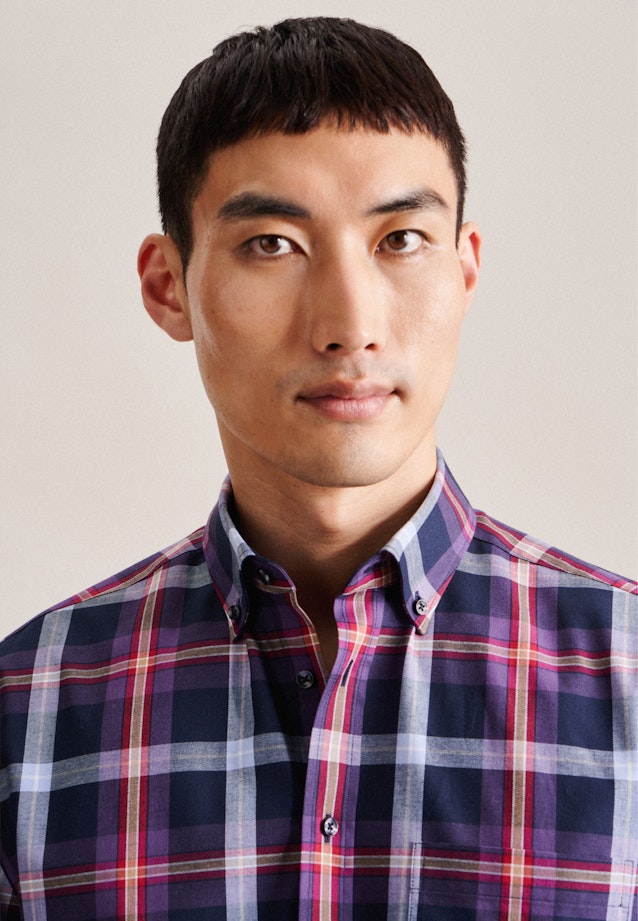 Regular Flanellhemd Karo in Lila |  Seidensticker Onlineshop