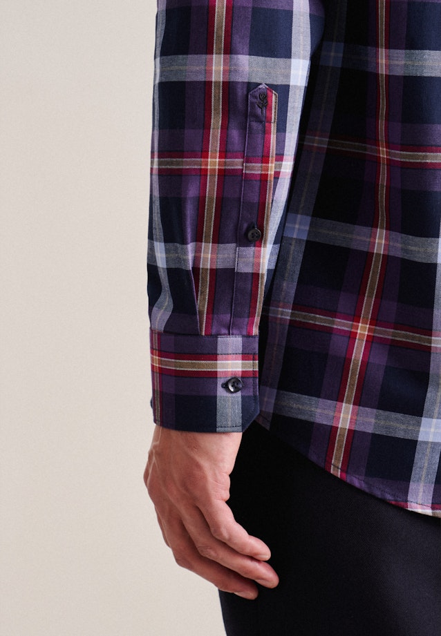 Regular Flanellhemd Karo in Lila |  Seidensticker Onlineshop