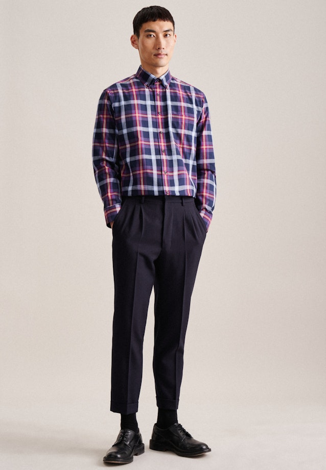 Regular Flanellhemd Karo in Lila |  Seidensticker Onlineshop