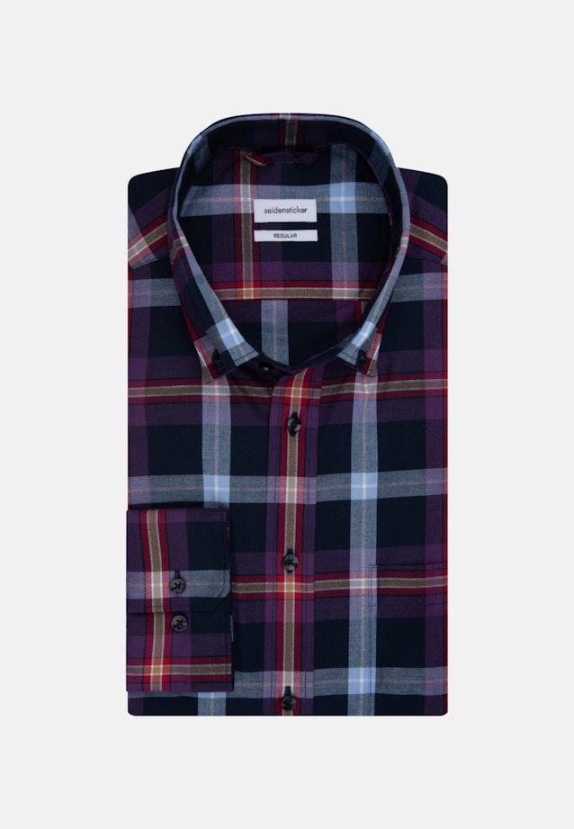 Regular Flanellhemd Karo in Lila |  Seidensticker Onlineshop