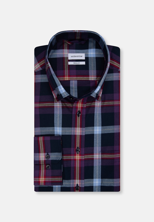 Regular Flanellhemd Karo in Lila |  Seidensticker Onlineshop