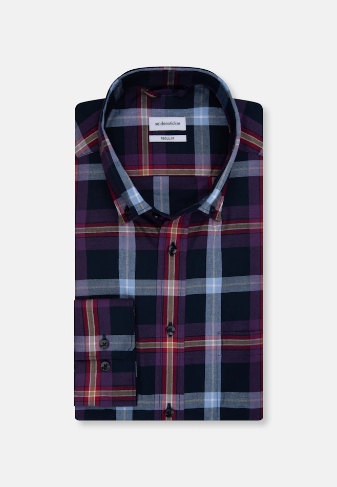 Regular Flanellhemd Karo in Lila | Seidensticker Onlineshop
