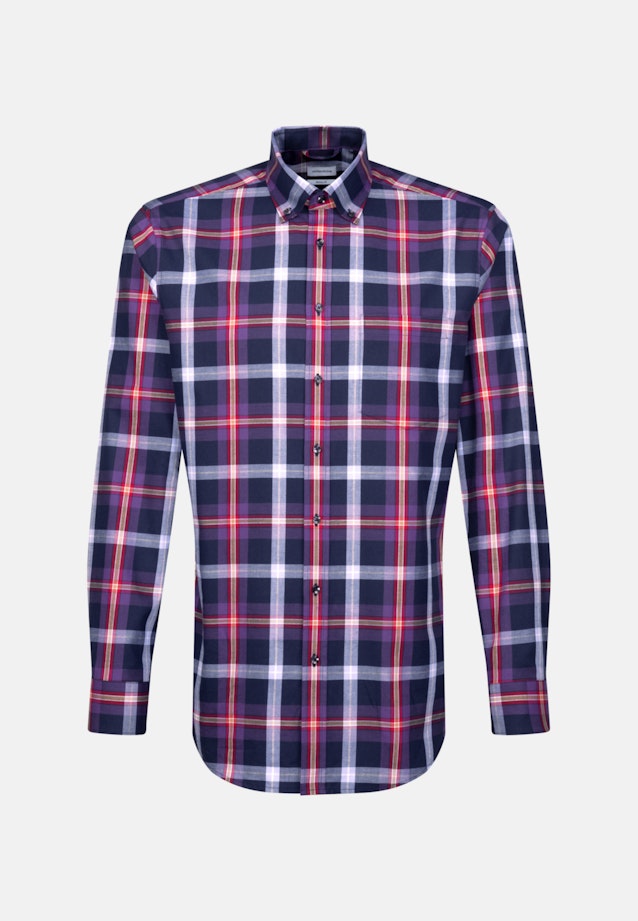 Regular Flanellhemd Karo in Lila |  Seidensticker Onlineshop