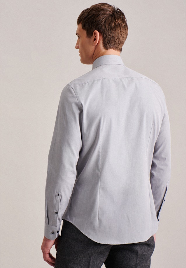 Non-iron Struktur Business overhemd in Shaped with Kentkraag and extra long sleeve in Grijs | Seidensticker Onlineshop