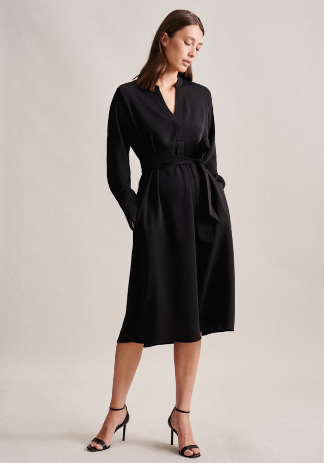 Crepe Midi (knee-length) Dress in Black | Seidensticker Onlineshop