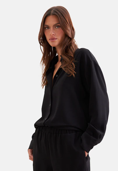Oversizebluse Uni in Schwarz |  Seidensticker Onlineshop