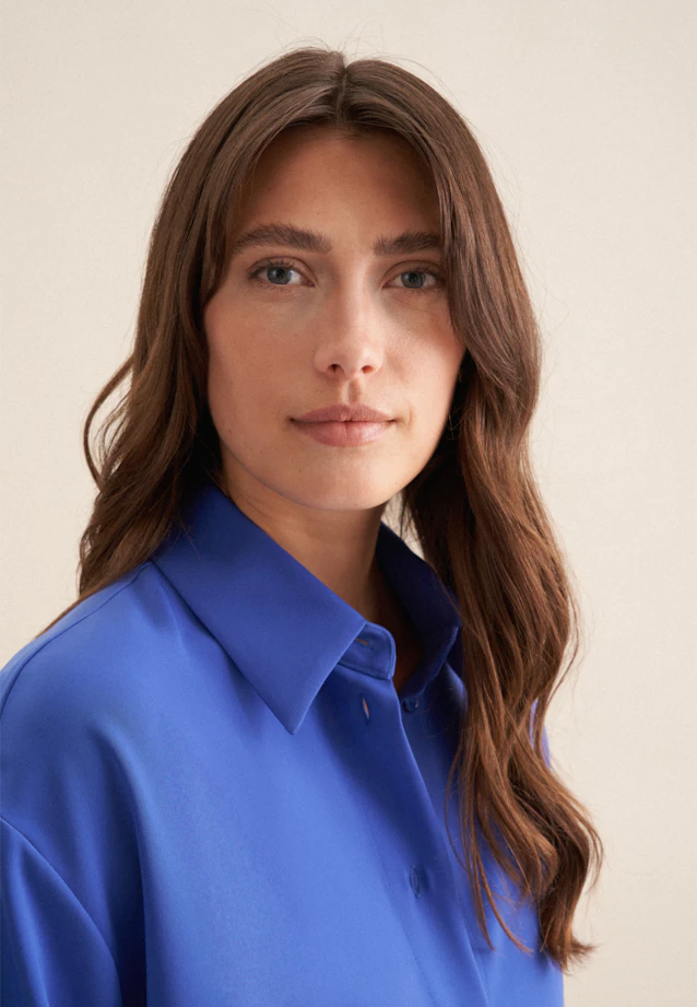 Oversize Hemdbluse in Mittelblau |  Seidensticker Onlineshop