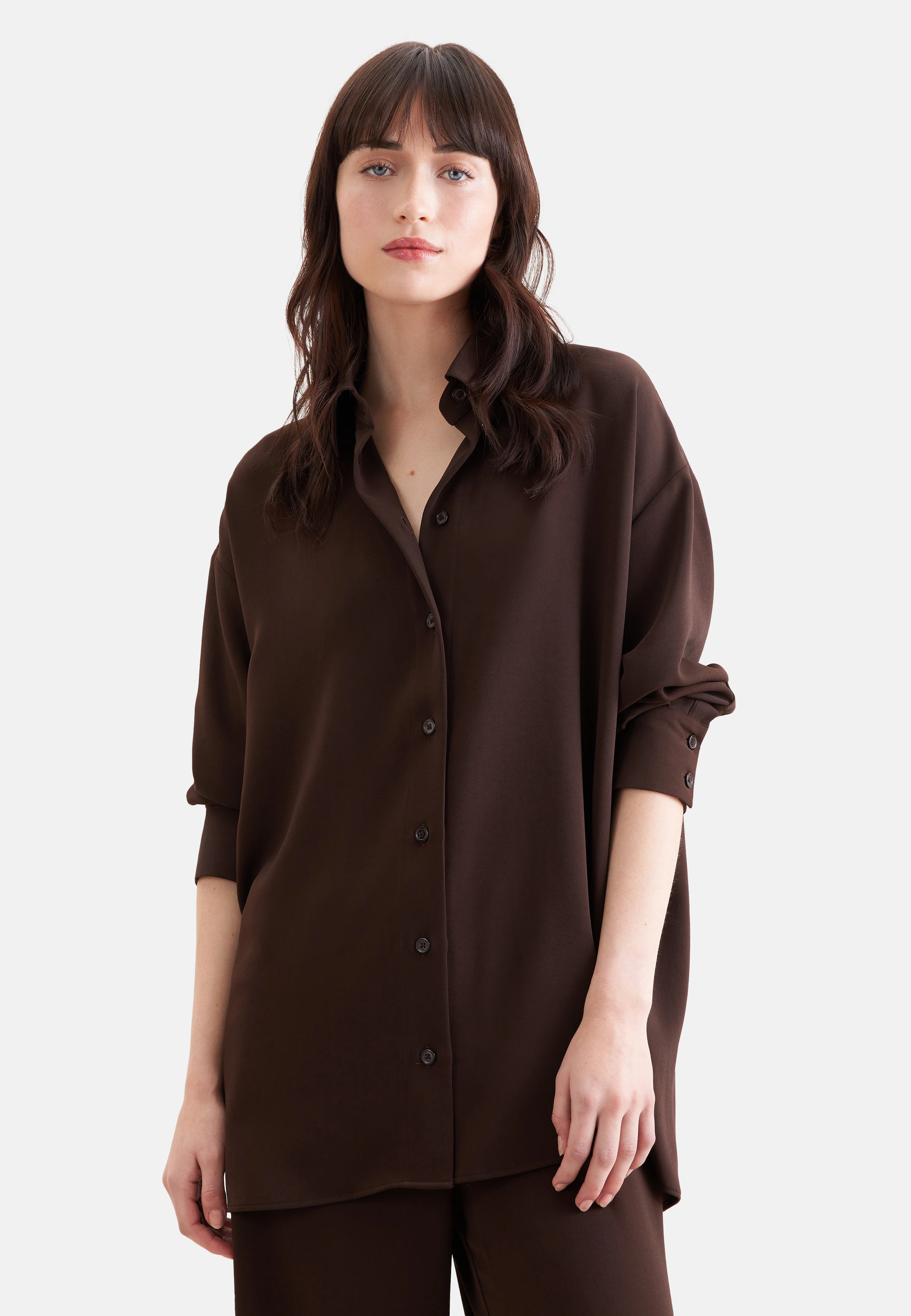 Oversize Hemdbluse Braun